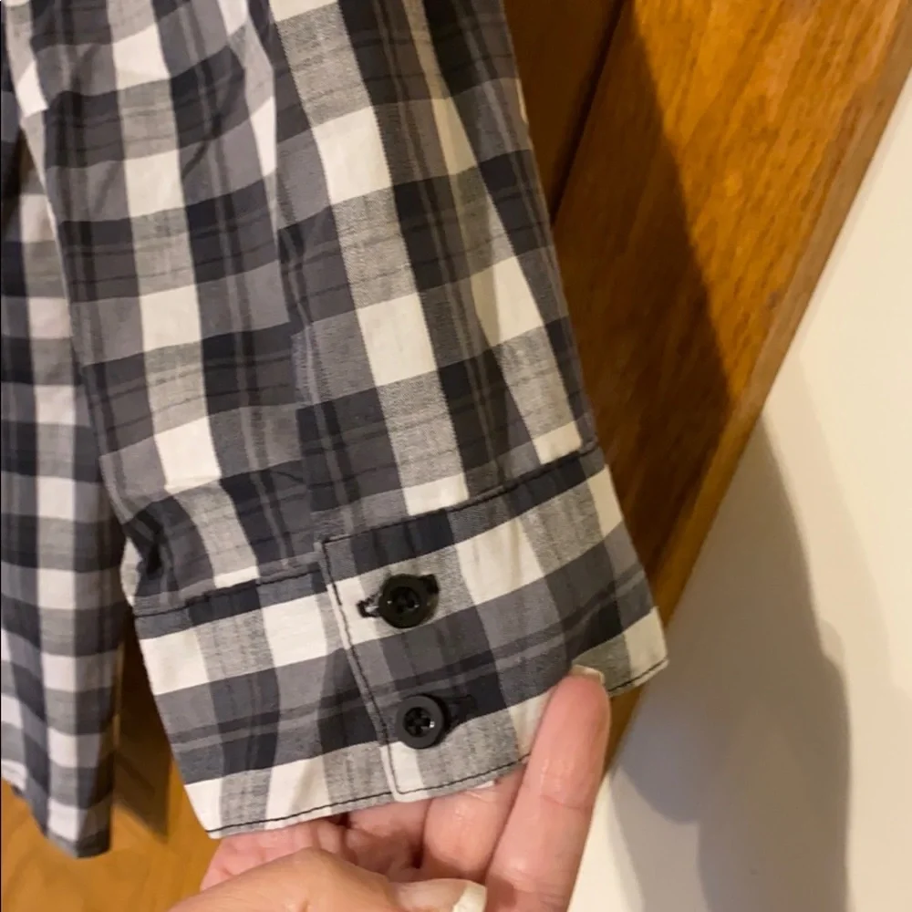 Black and white plaid button up shirt